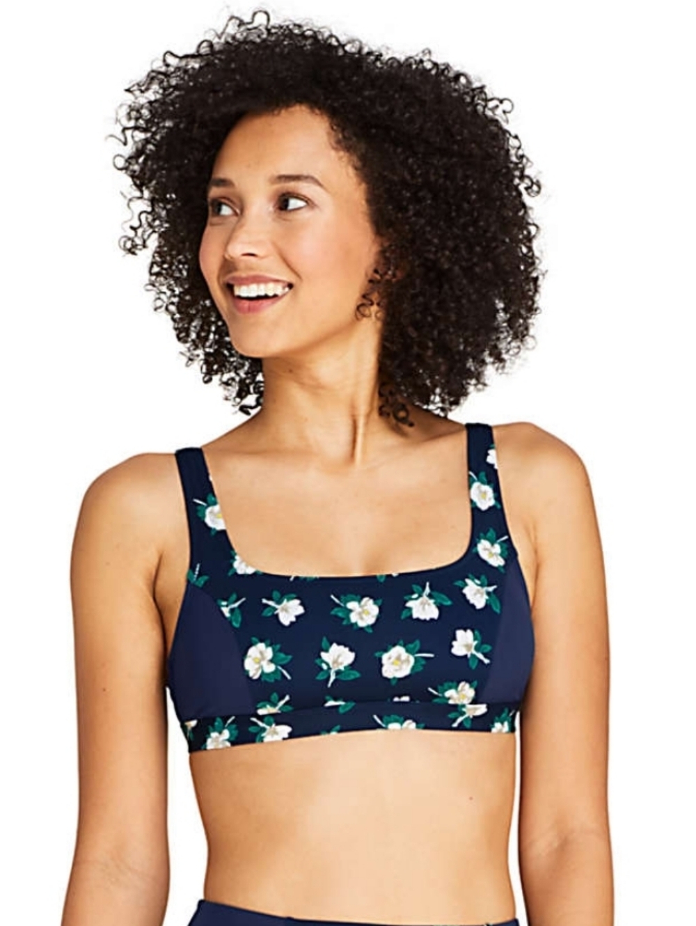 SALE Draper James × Lands End Bikini Swimsuit Top Blue White Floral Print 12